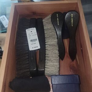 Brooks Brothers Shoe Care Kit with Black and Brown Brushes